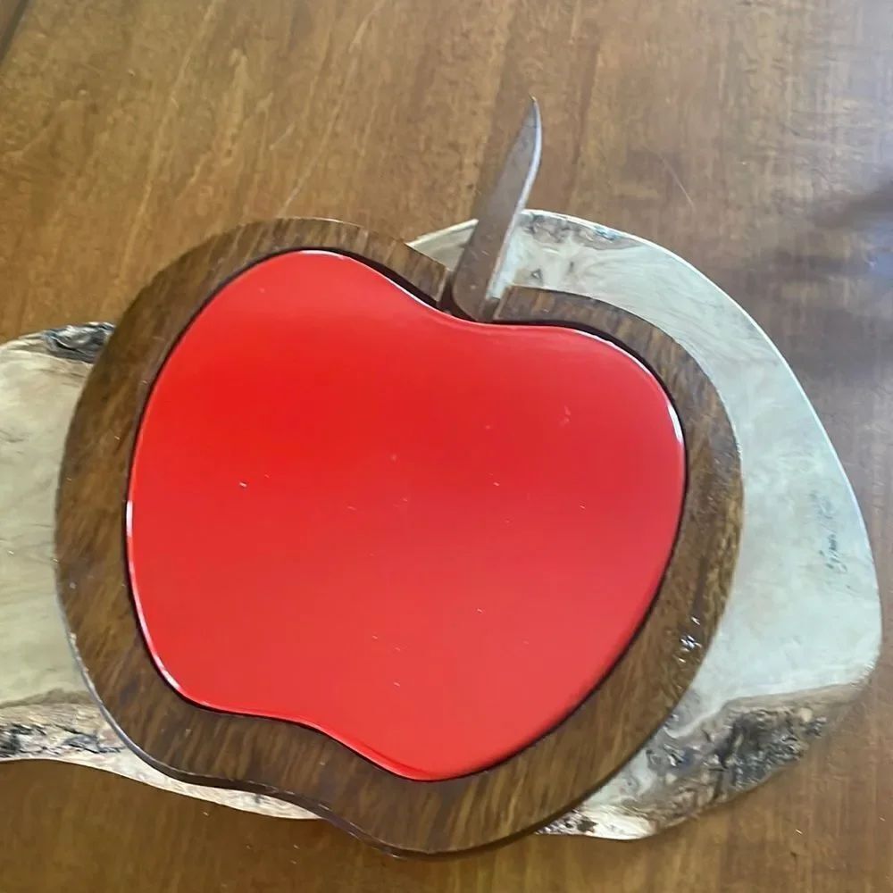 Vintage Woodcrest by Styson Red Apple Cheese Board with Knife